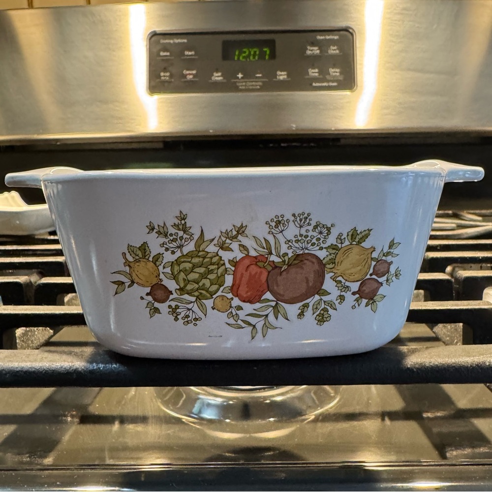 Vintage Stamped Corning Ware Spice Of Life Petite Casserole Dish